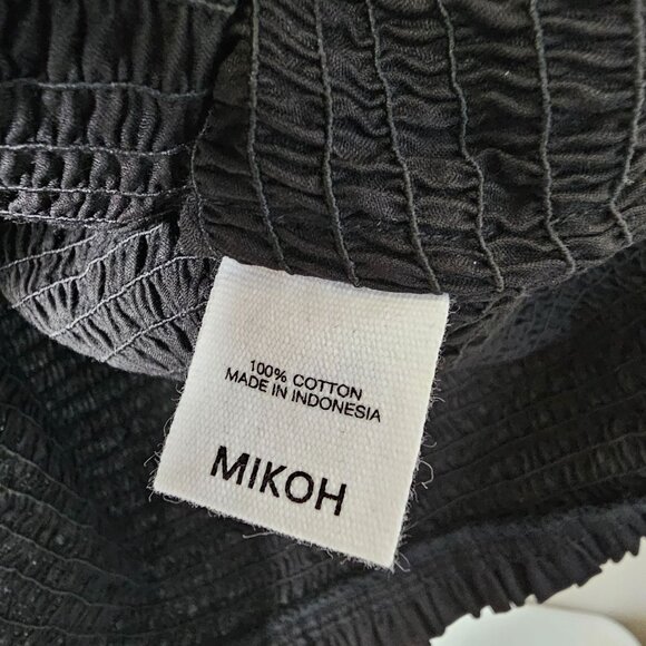 Mikoh 2 Medium Black Magnolia Poplin Scrunch Dress Smocked Mini Ruched Bodycon - Picture 4 of 7